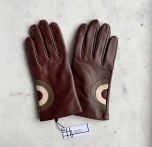 Men's Roundel Leather Gloves Brown - S/M