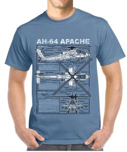 AH-64 Apache Attack Plan T-Shirt Blue