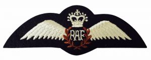 RAF Pilot Wings Queens Crown Embroidered Badge