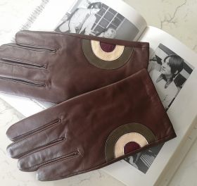 Men's Roundel Leather Gloves Brown - XL