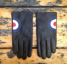 Men's Roundel Leather Gloves Black - M/L