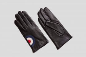 Women's Roundel Leather Gloves Black - M/L