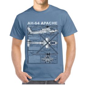 AH-64 Apache Attack Plan T-Shirt Blue