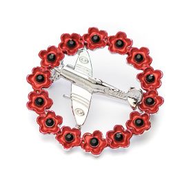 Spitfire &amp; Poppy Wreath Brooch
