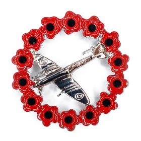 Spitfire &amp; Poppy Wreath Brooch