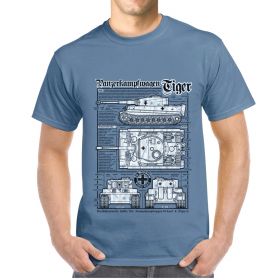 Tiger 1 Tank Plan T-Shirt Blue